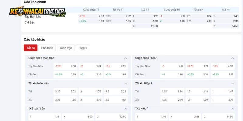 Phân tích chiều sâu kèo bóng trận Tây Ban Nha vs CH Séc
